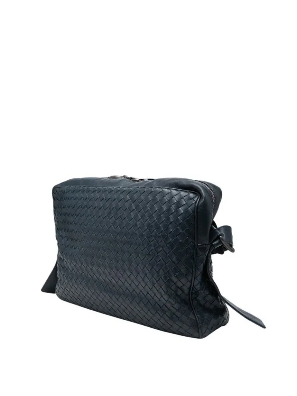 Bottega Veneta Intrecciato Crossbody Shoulder Bag Navy Leather